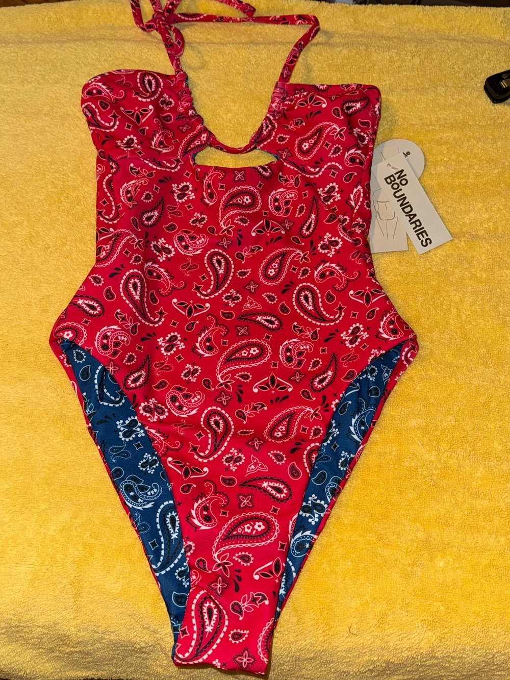 No Boundaries Women’s Size XXS 00 Reversible Cheeky High Leg Swimsuit NWT New
